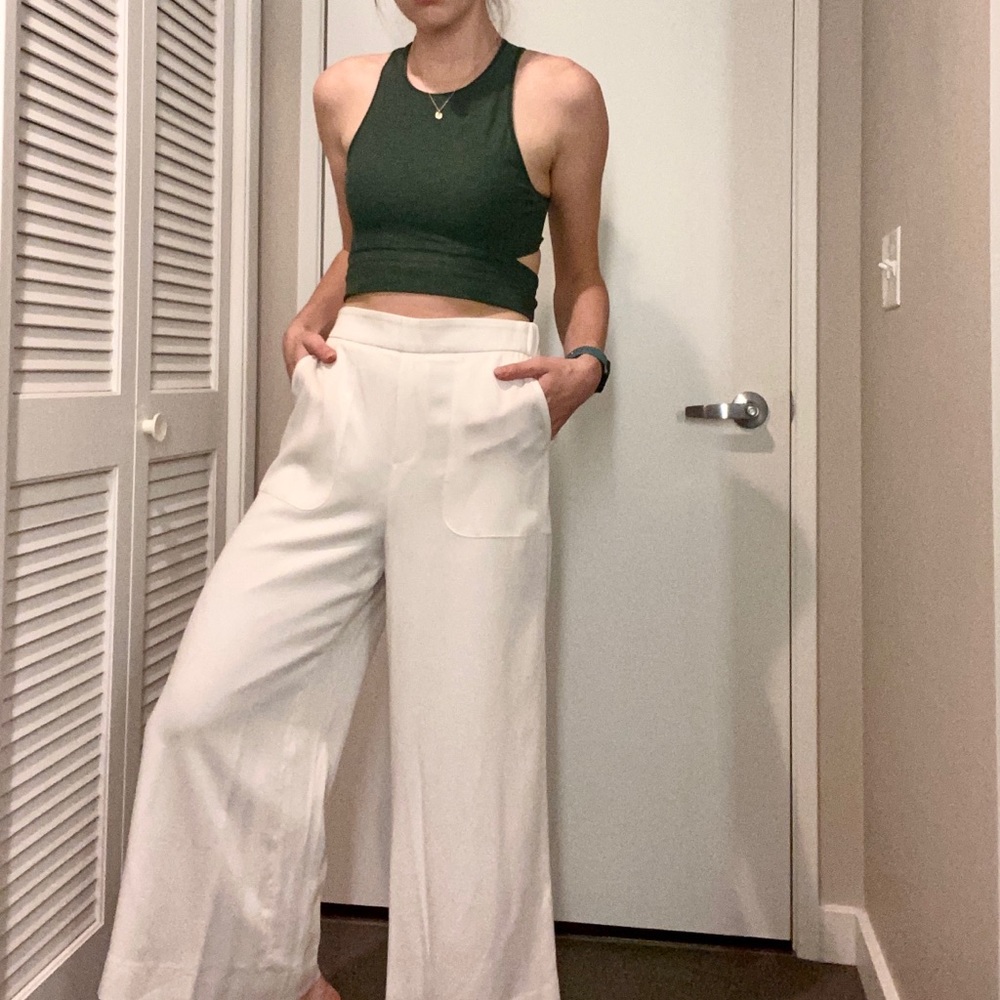 White cropped culottes